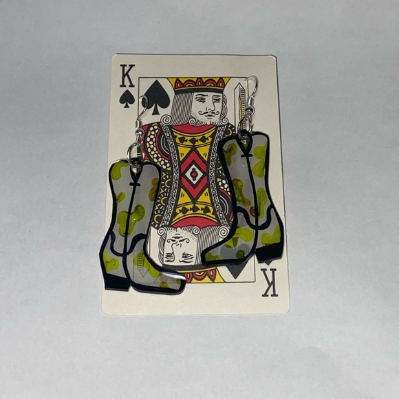 *3 for $12* Recycled Plastic Boot Earrings in Green - Picture 2 of 6